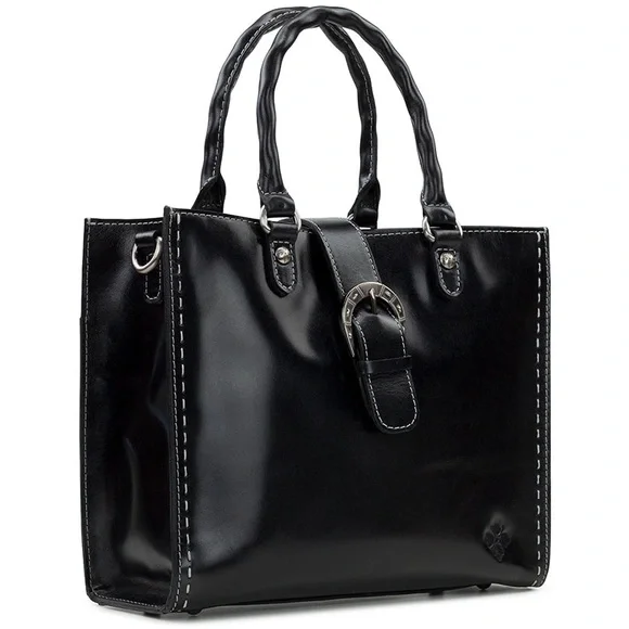 NWT-Patricia Nash-Jefferson-Top Handle Crossbody-Heavy Stitching-Black-$229